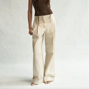 510. G. LABEL BY GOOP Blake Trouser Wide Leg Tan $550 Like New Sz 4